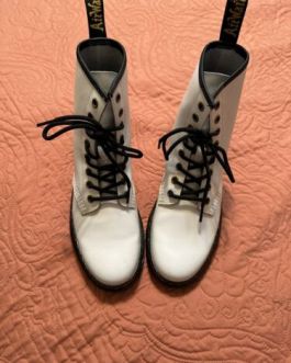 Dr. Martens NEW Doc Martens White Zavala Aw004 Leather Combat Boots Size 7