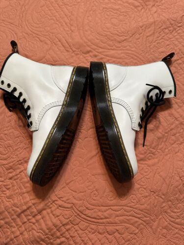 Dr. Martens NEW Doc Martens White Zavala Aw004 Leather Combat Boots Size 7 - Image 2
