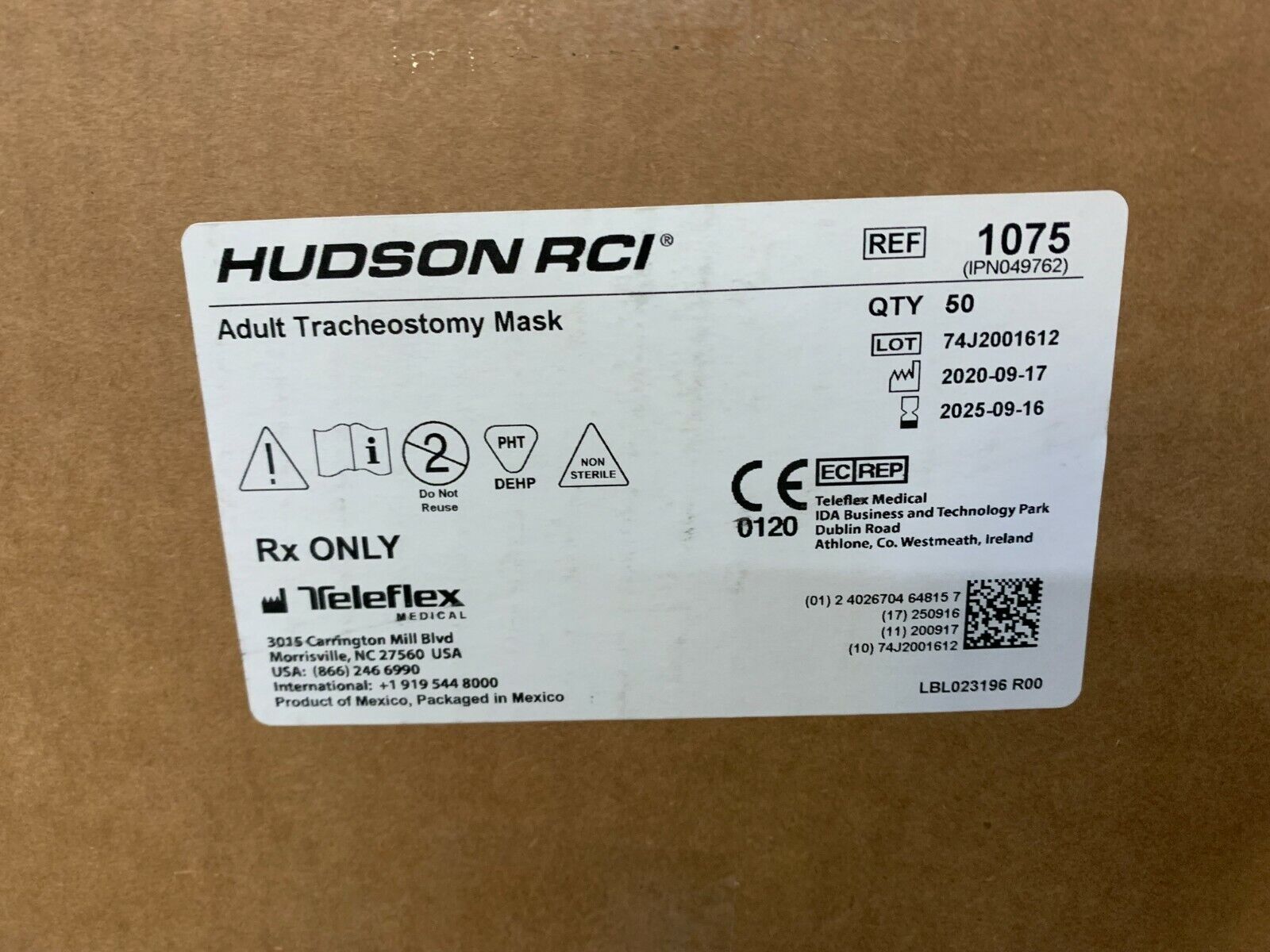 B&F Adult Tracheostomy Mask 1075 Qty 50 box - Image 2