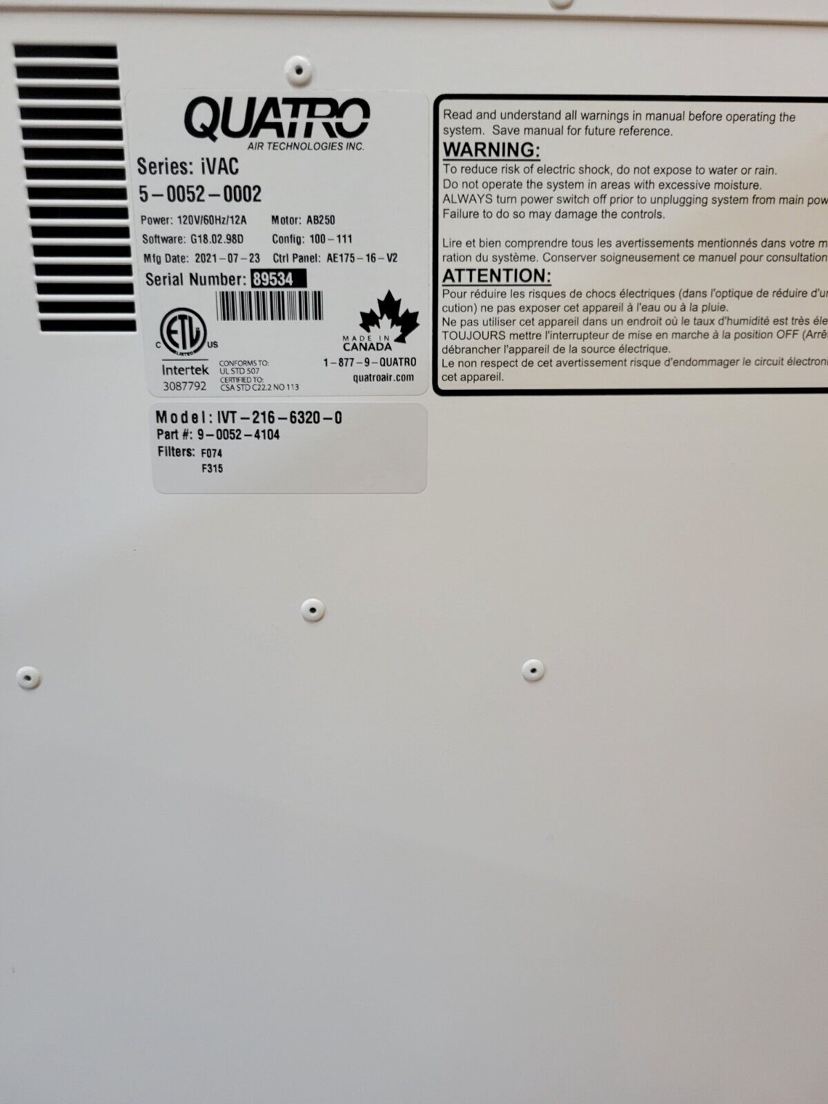 Air Techniques Quatro IVAC 2.0 Dust Collector - Image 4