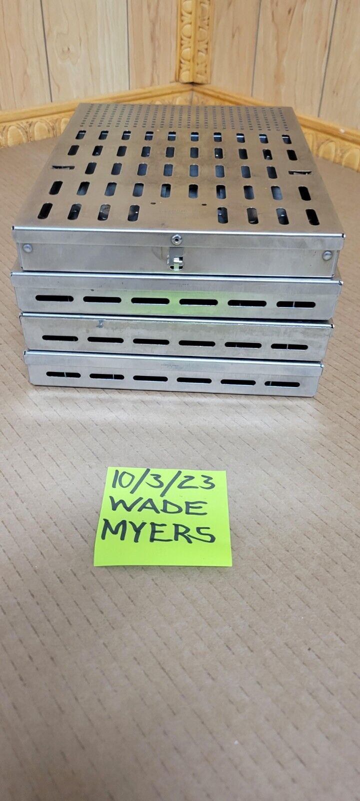 (Pre-owned) THOMPSON Autoclavable INSTRUMENT STERILIZATION CASSETTES - Lot of 4