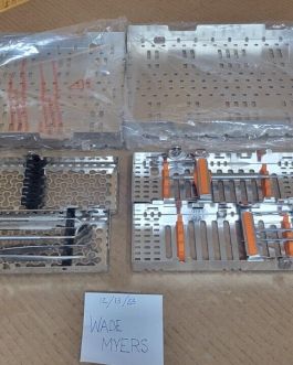 LOT OF 3 INSTRUMENT CASSETTES – (2) Hu Friedy 3″ x 8″, (1) Unnamed 8″ x 12″