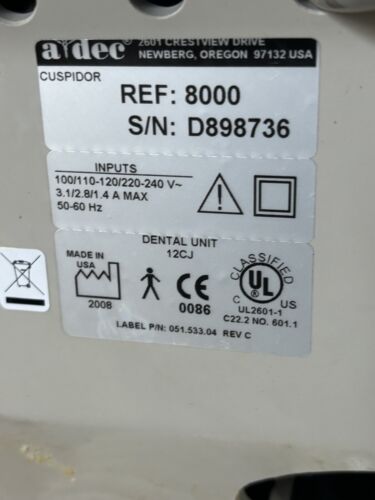 A-dec Radius cuspidor W/ Mounted Assistant Arm - Image 4